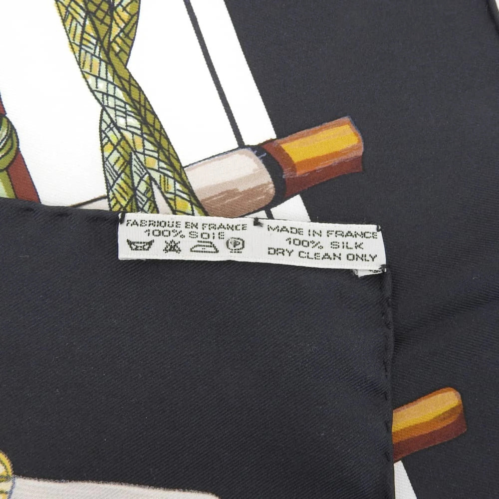 HERMES Authentic Black Silk Scarf - Picture 6 of 7